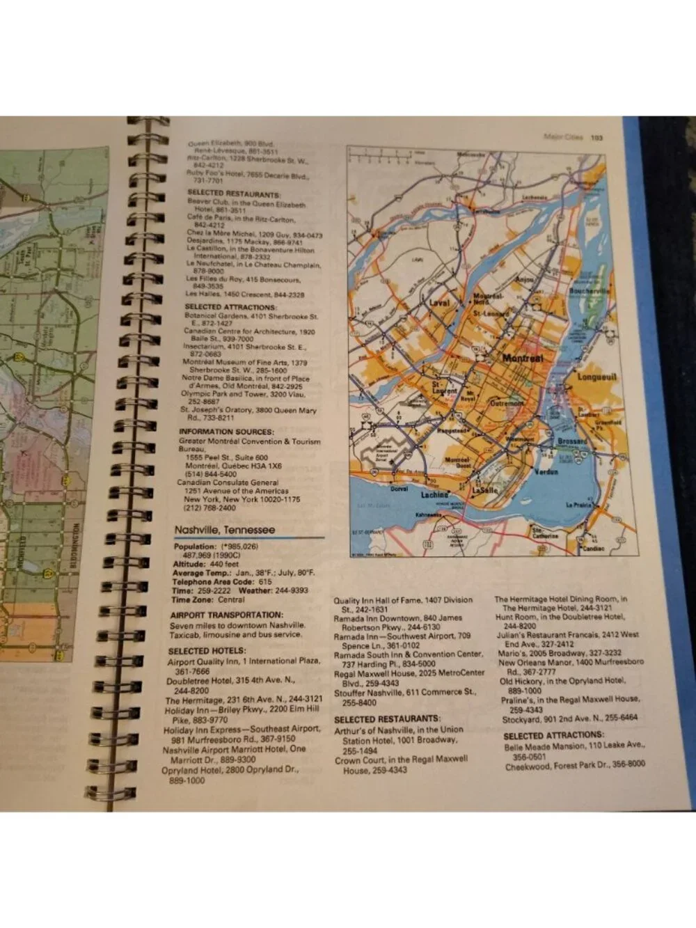 Rand McNally Deluxe Road Atlas Travel Guide Spiral 1993 Vintage US Canada Mexico